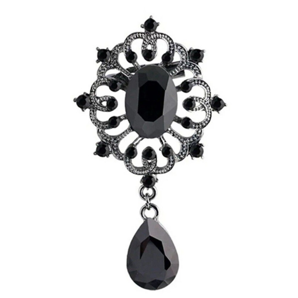 Gorgeous Brooch Black Gunmetal Crystal Brooch Fashion Gothic Pin Vintage Style